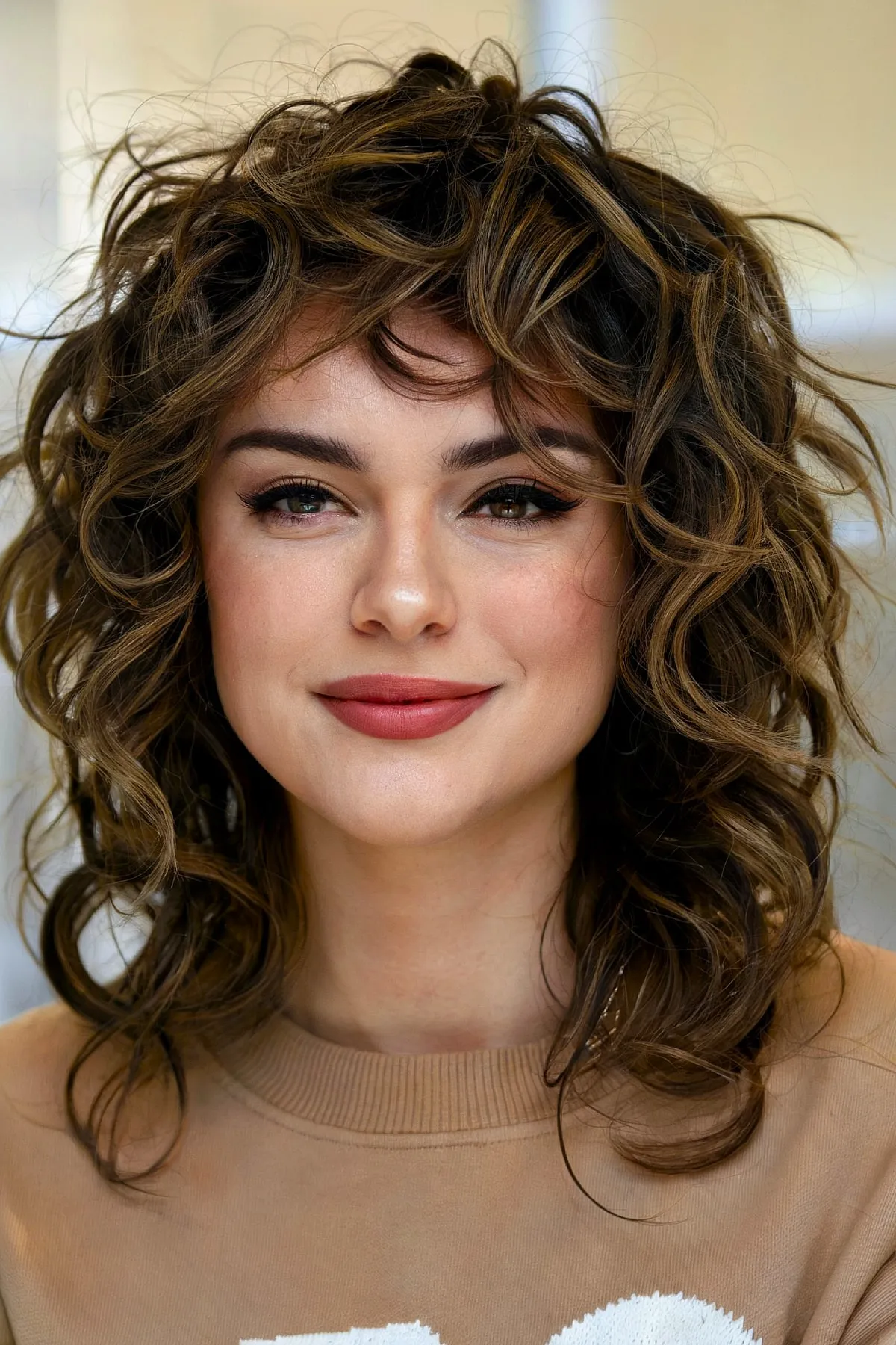 Shoulder-Length Wolf Cut Featuring Lush Curls and Waves