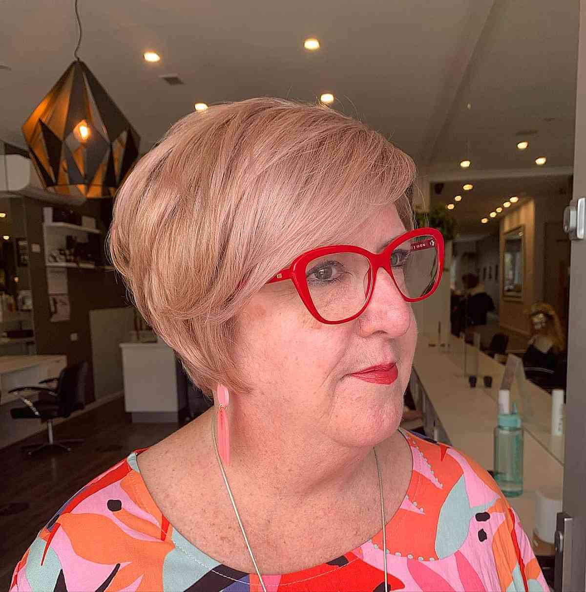 Side-Swept Pixie for Round Faces for a Woman Over Seventy