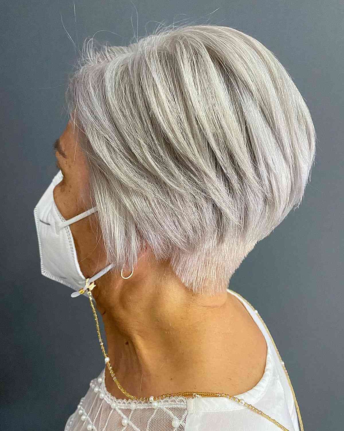 Stylish Silver Wedge Bob for Older Women