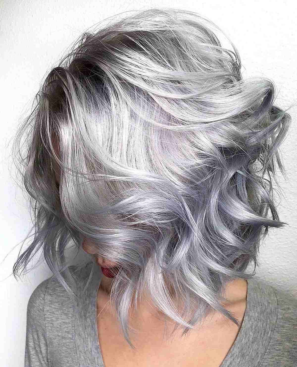 Shoulder-length silver waves