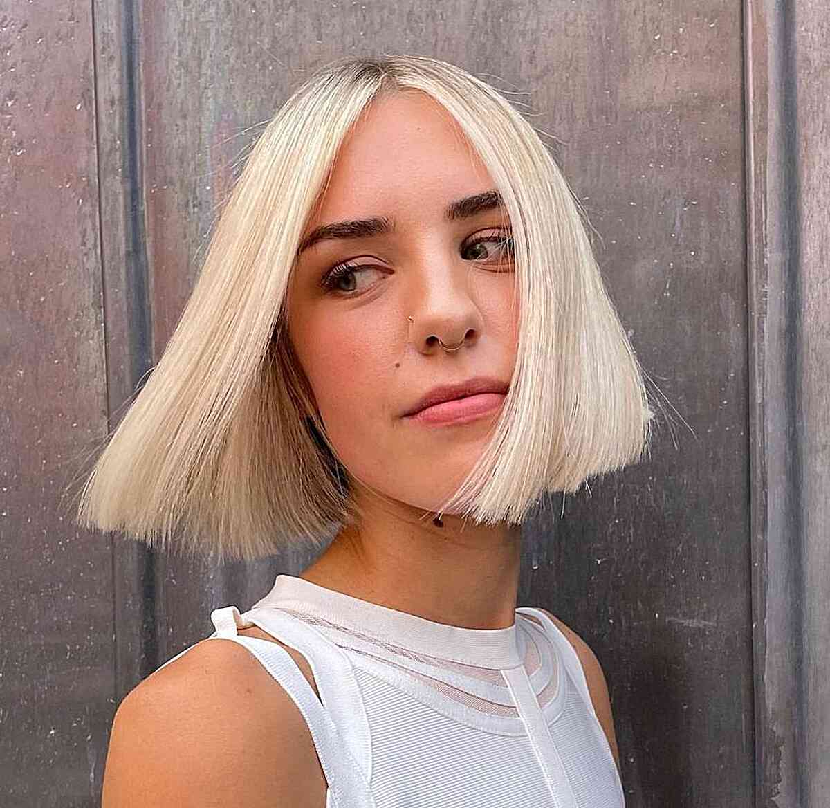 Sleek and Blonde Blunt Boyfriend Bob for Chin-Length Hair