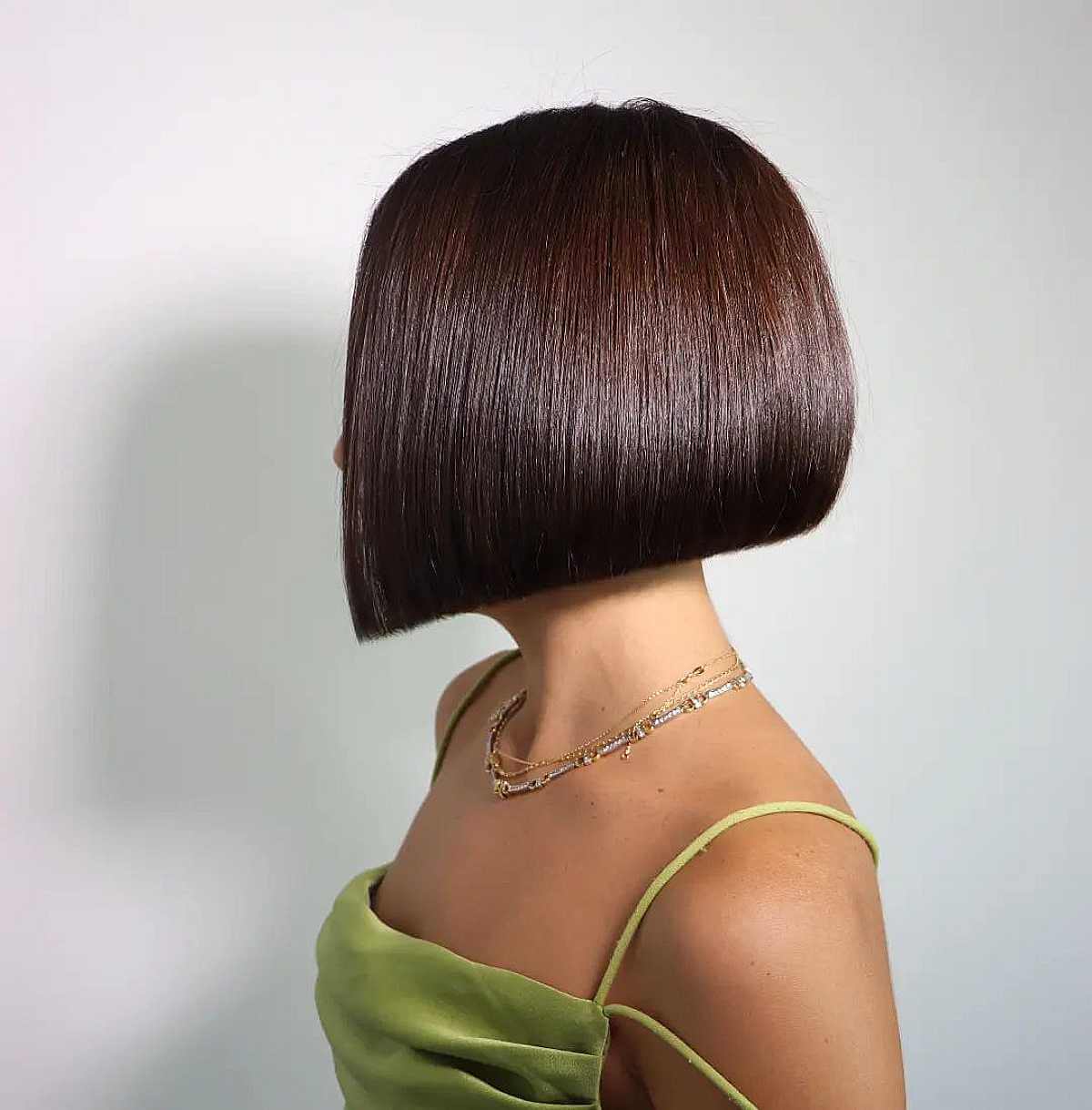 Sleek Angled Bob Cut at Chin-Length