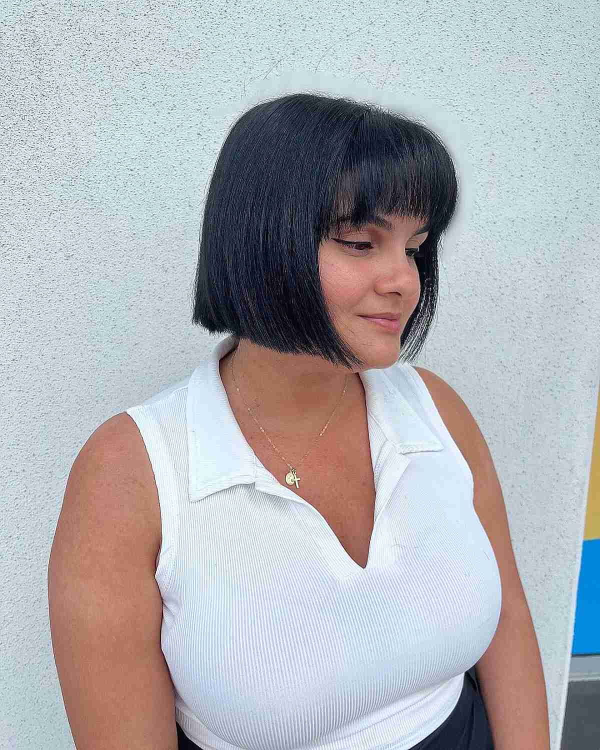 Sleek Black Bob with Bangs