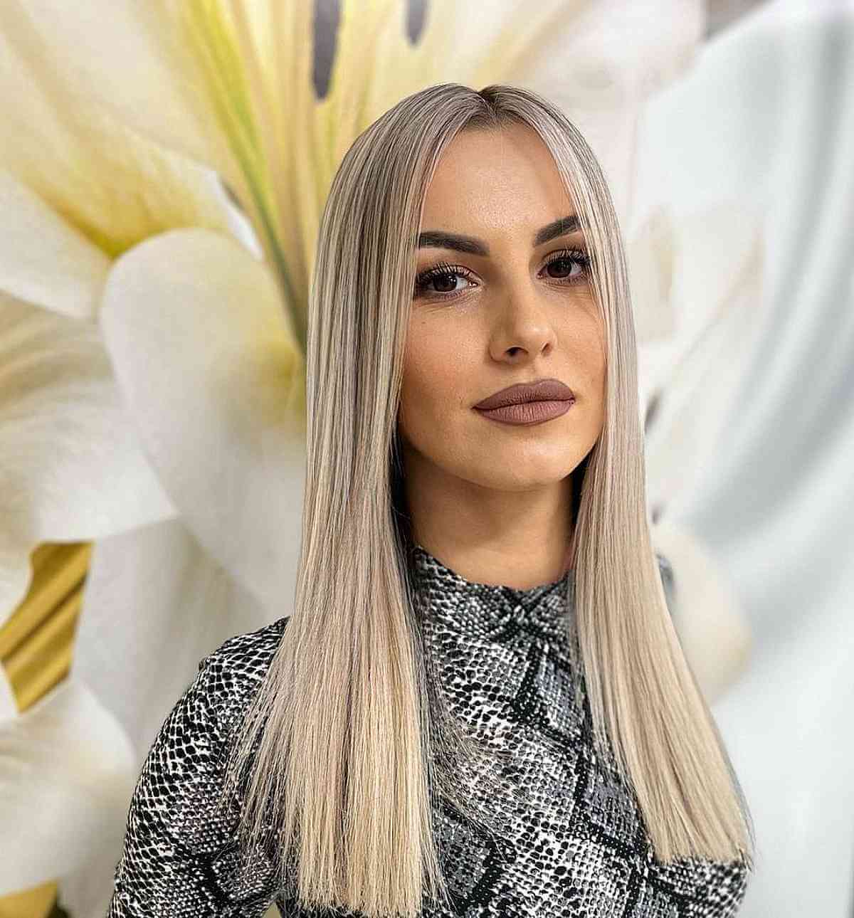 Straight Long Blonde Fine Hair with Blunt Ends