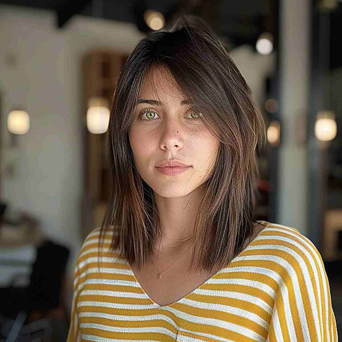 sleek shoulder-length haircut for straight hair