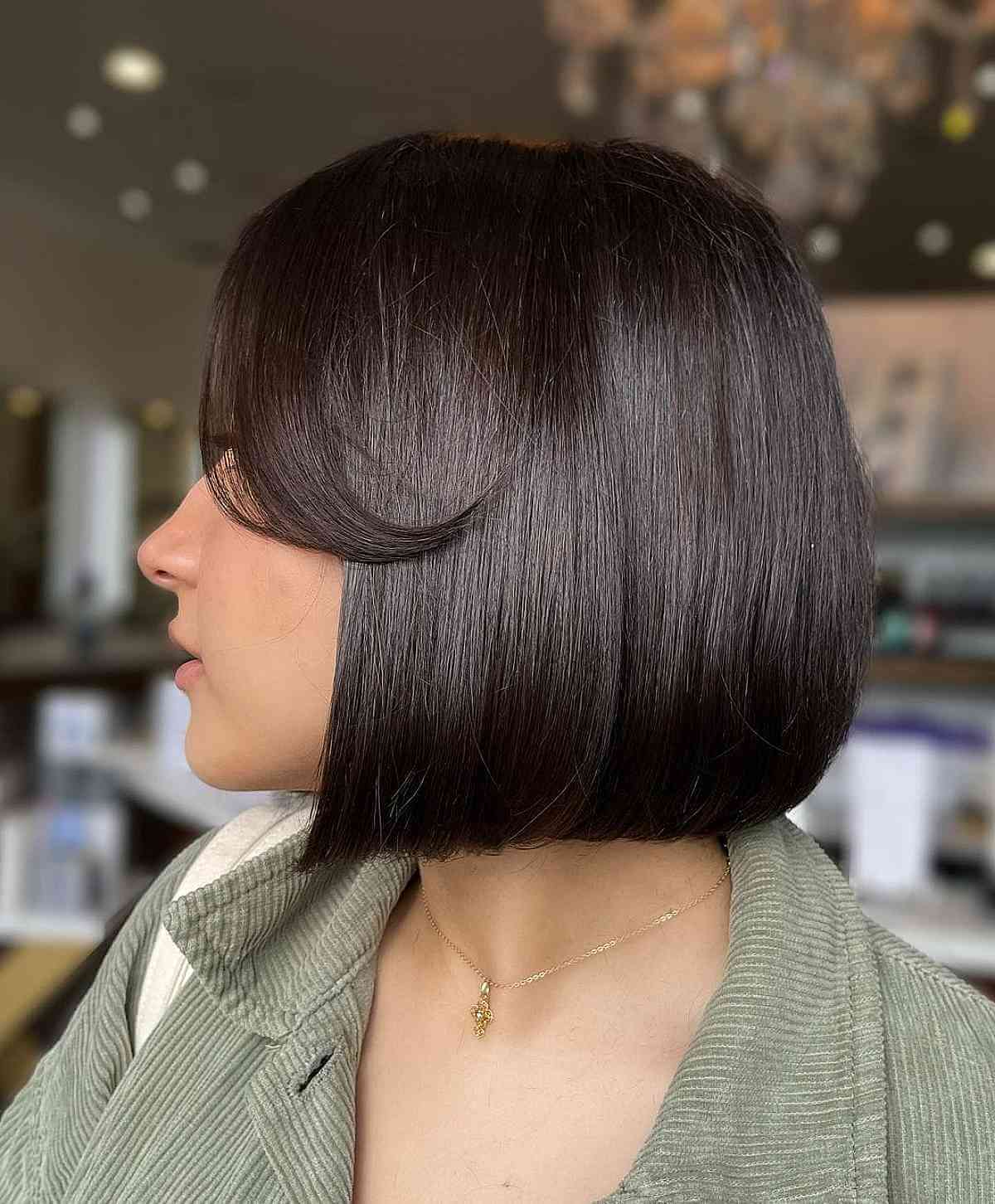 Neck-Length Sleek Dark Chocolate Bob Cut