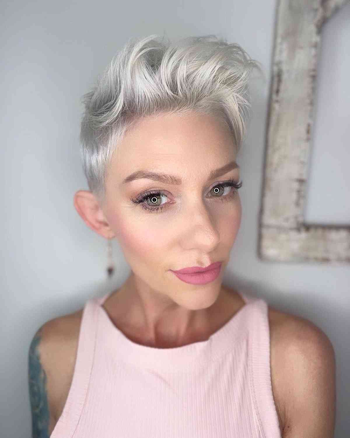 Sleek High Quiff Pixie for Women Over 40