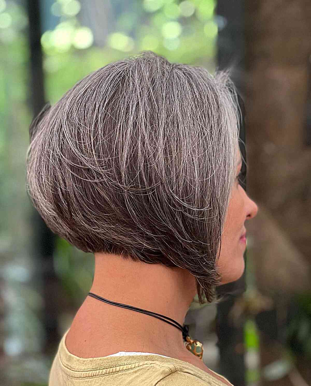 Sleek Inverted Short Cut with Gentle Layers for Thick Hair