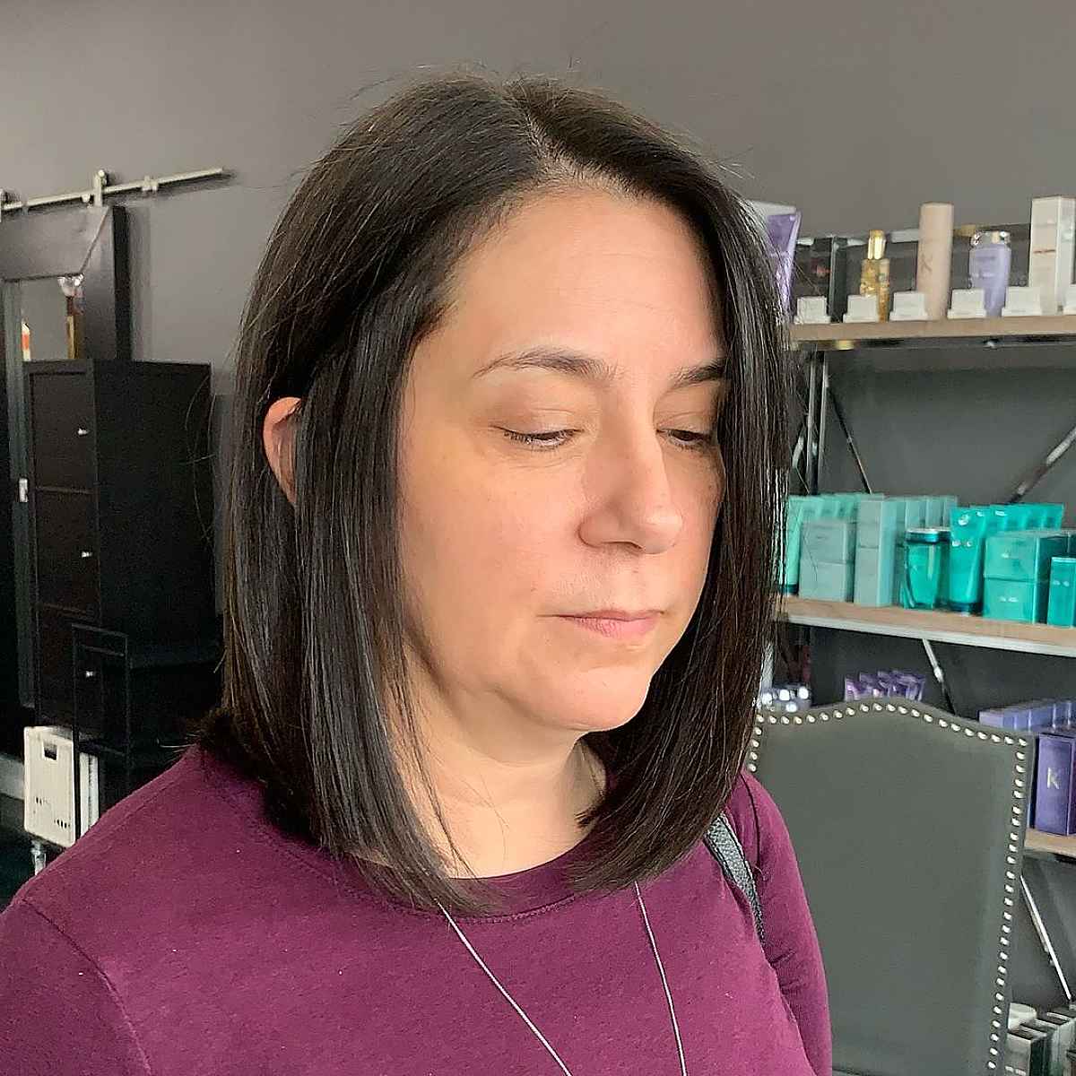 Sleek Lob Cut with a Side Part