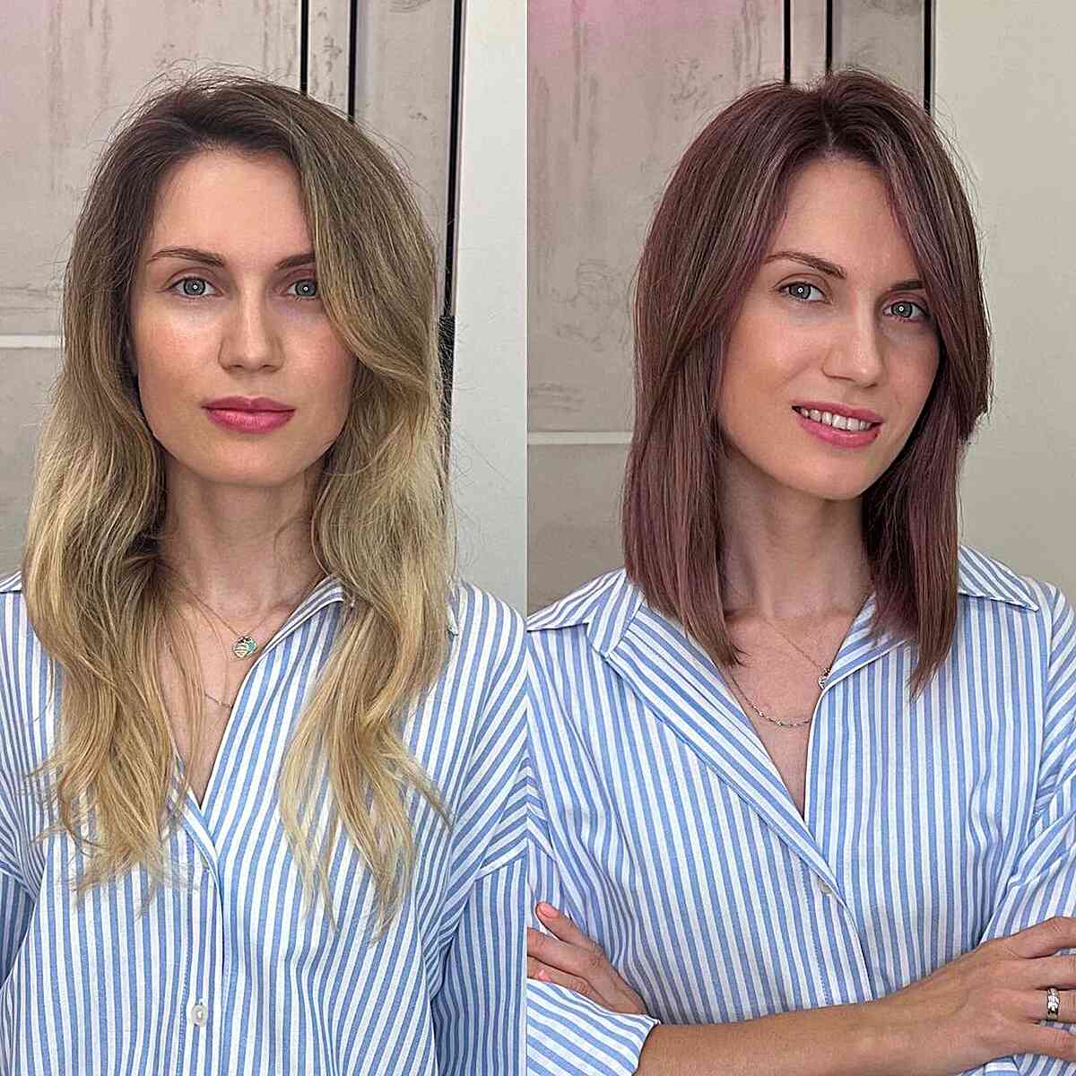 Sleek Lob with a Gentle Side Part