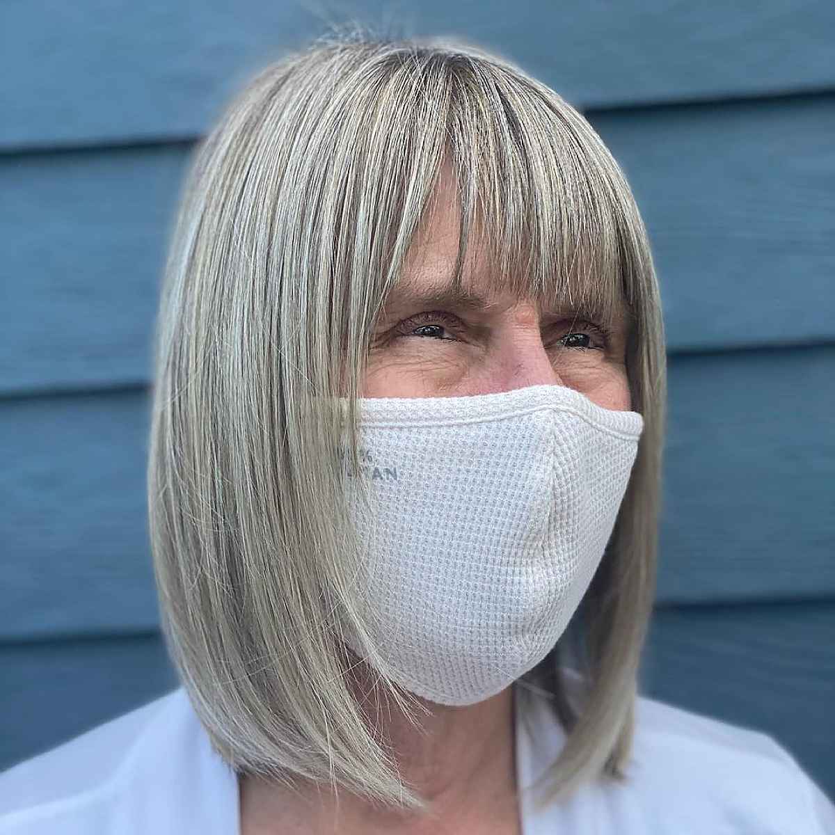 Sleek Long Blunt Bob with Fringe for Straight Hair Over 60