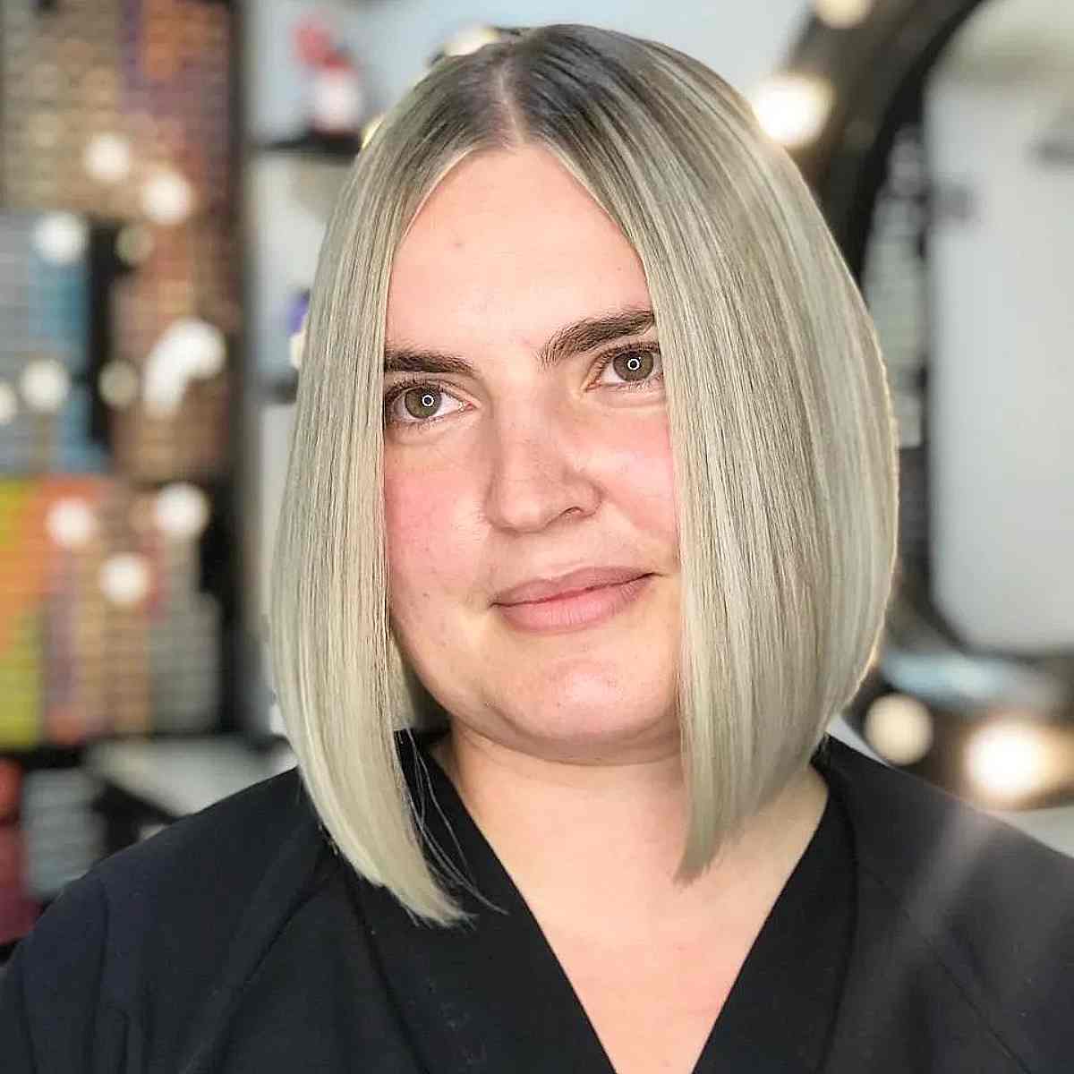 Sleek Long Bob for Straight Hair and Chubby Faces