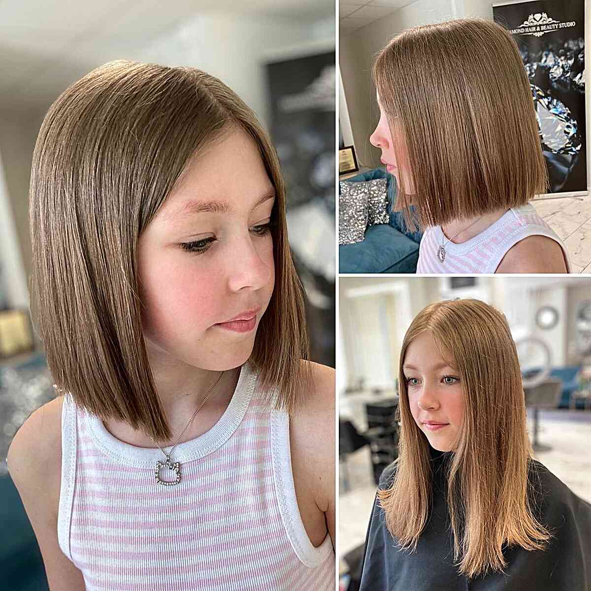 Sleek Middle-Part Bob without Bangs for Girls