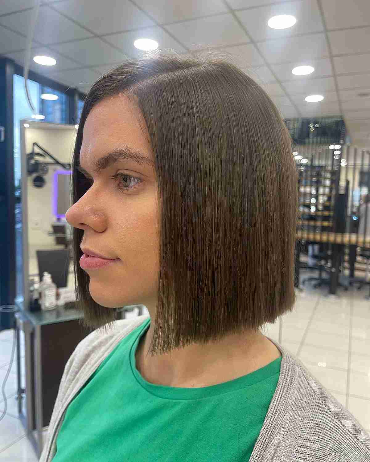 Blunt Straight Neck-Length Bob Style for Fine Hair