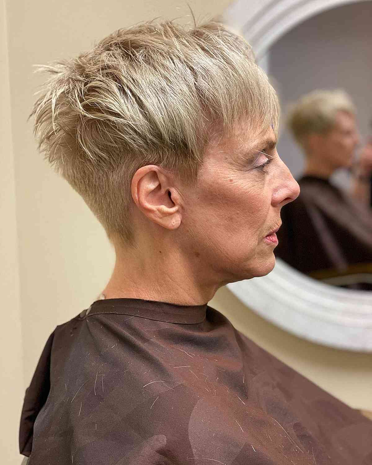Sleek Tapered Pixie Haircut for Women Over Seventy