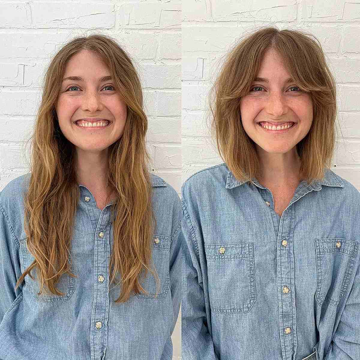 Sleek Tousled Hair with Central Part Bangs