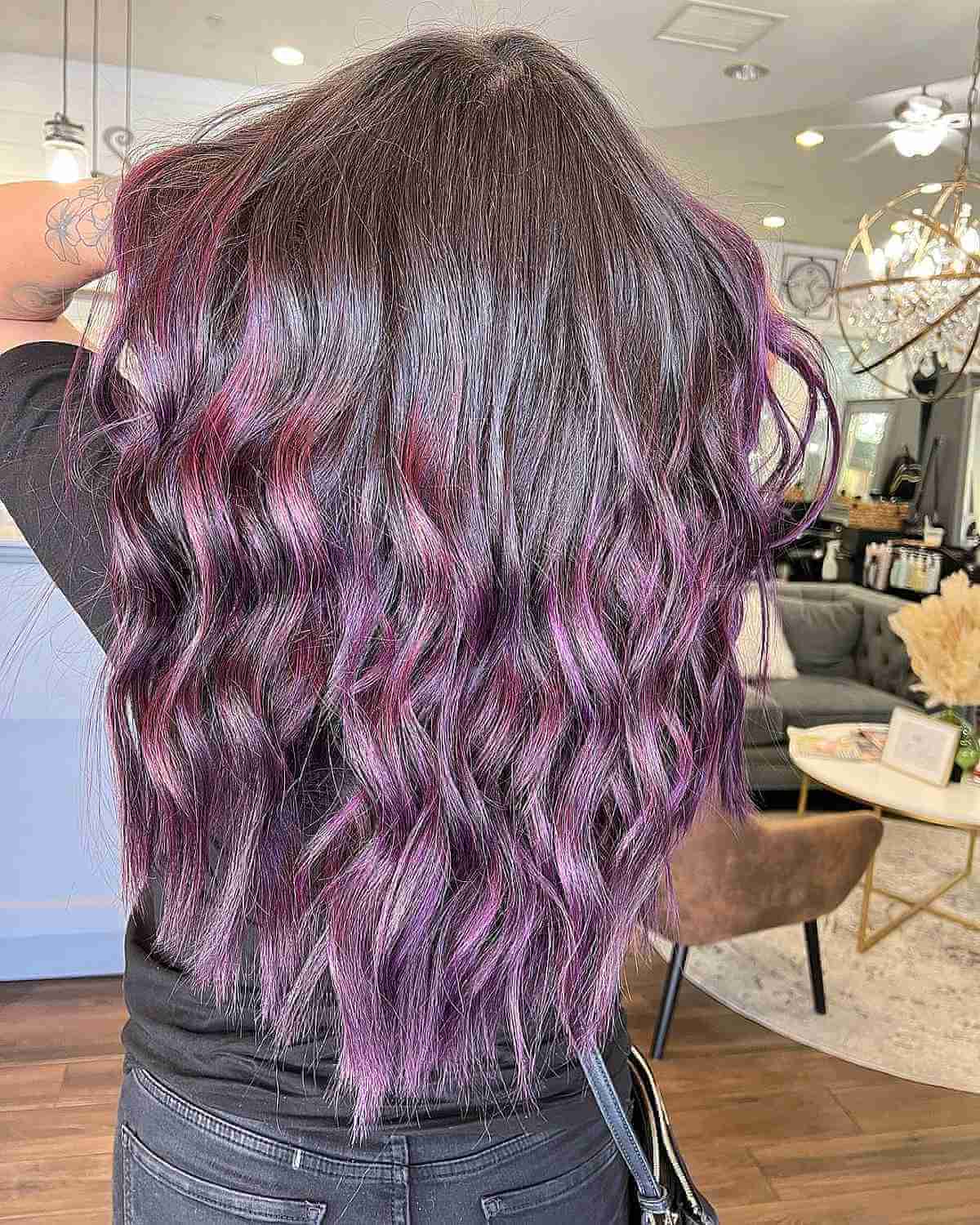 Lavender Balayage with Smoky Lavender Highlights