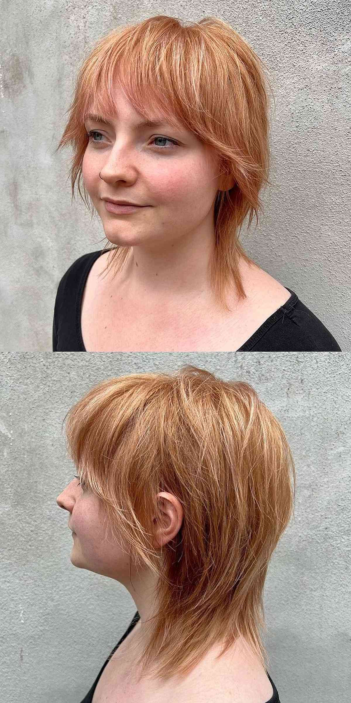Smooth Wolf Cut Mullet with Light Bangs