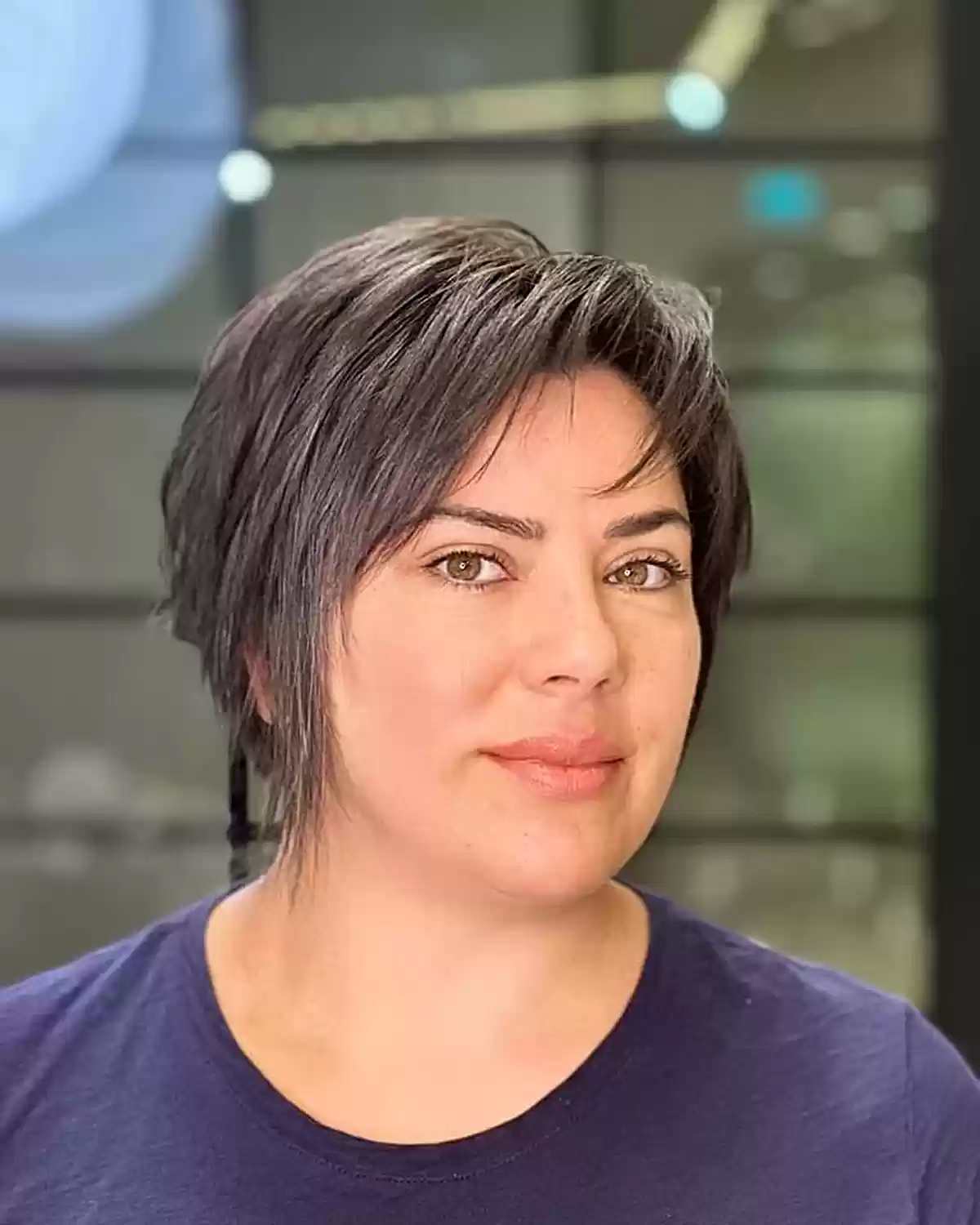 Soft Ash Brown Layered Pixie Cut