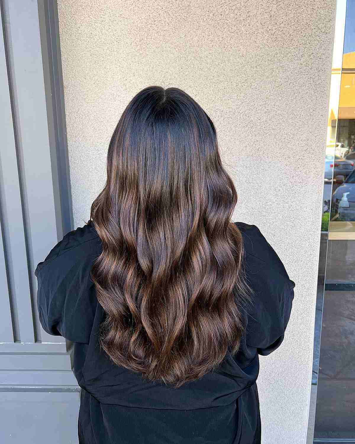 Soft Balayage on Lush Chocolate Brunette Locks