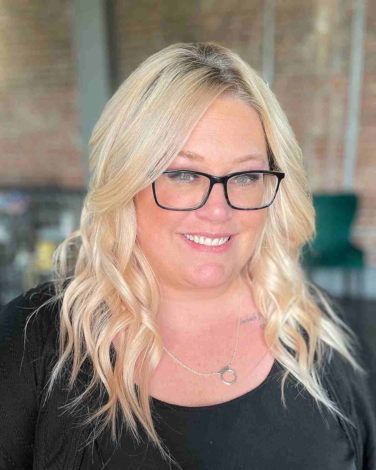 Soft Blonde Tresses with Textured Waves for Women 40 and Over