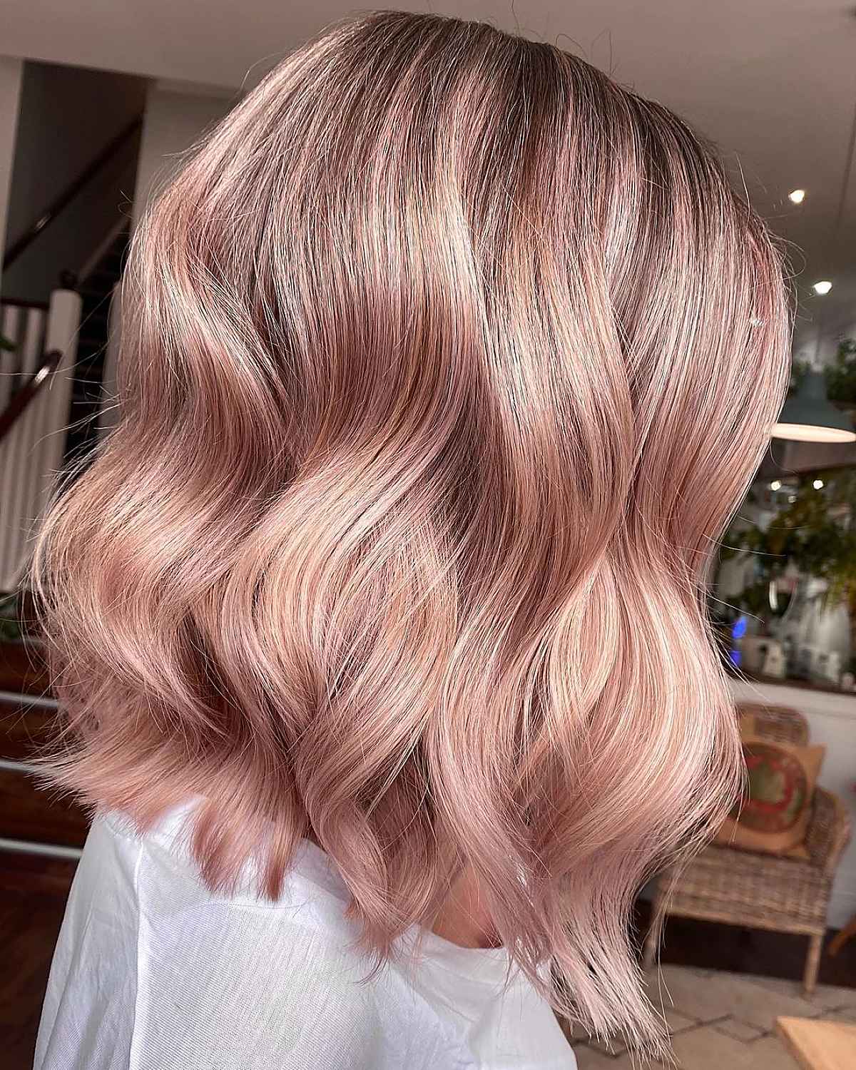 Soft blush pink hair color