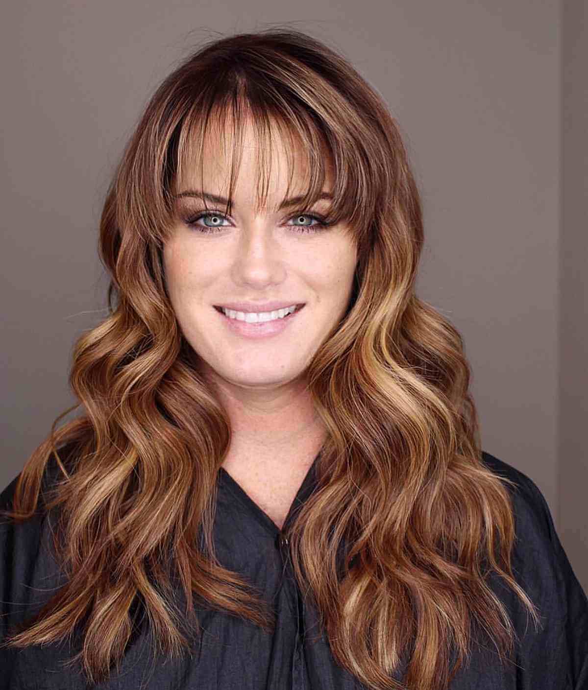 Soft Deep Waves with Feathered Bangs