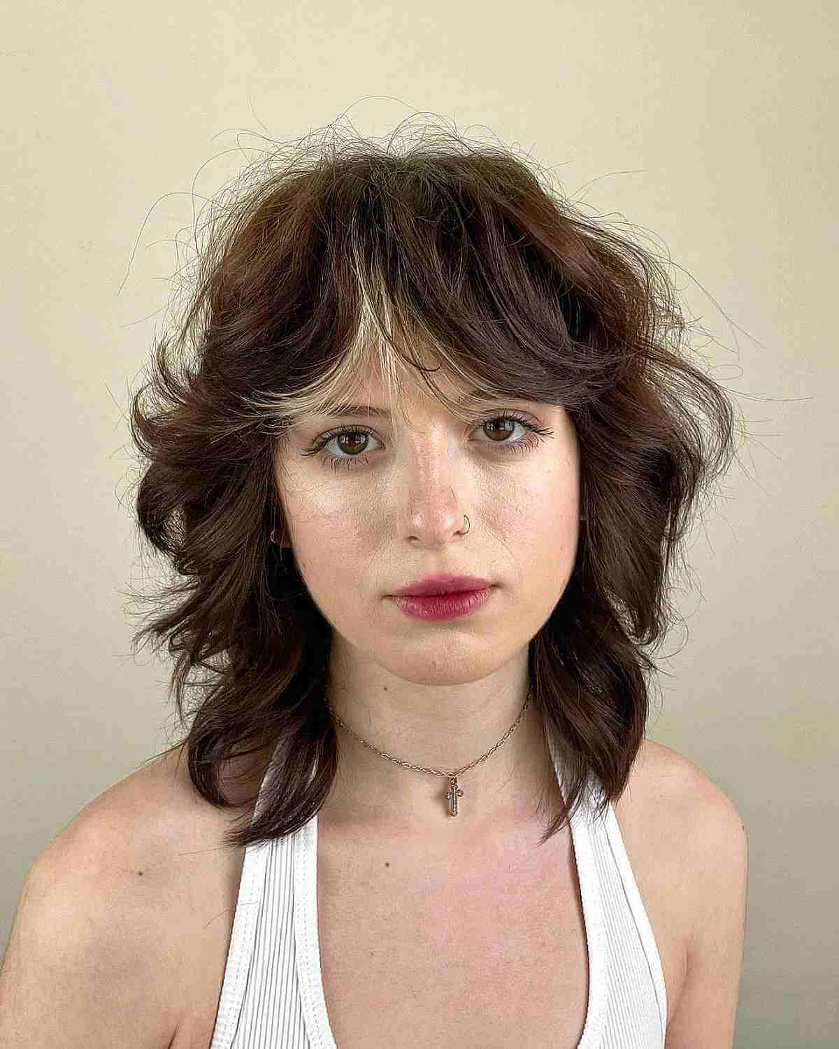 Medium Soft Feathered Layers and Fringe on Shagged Hair