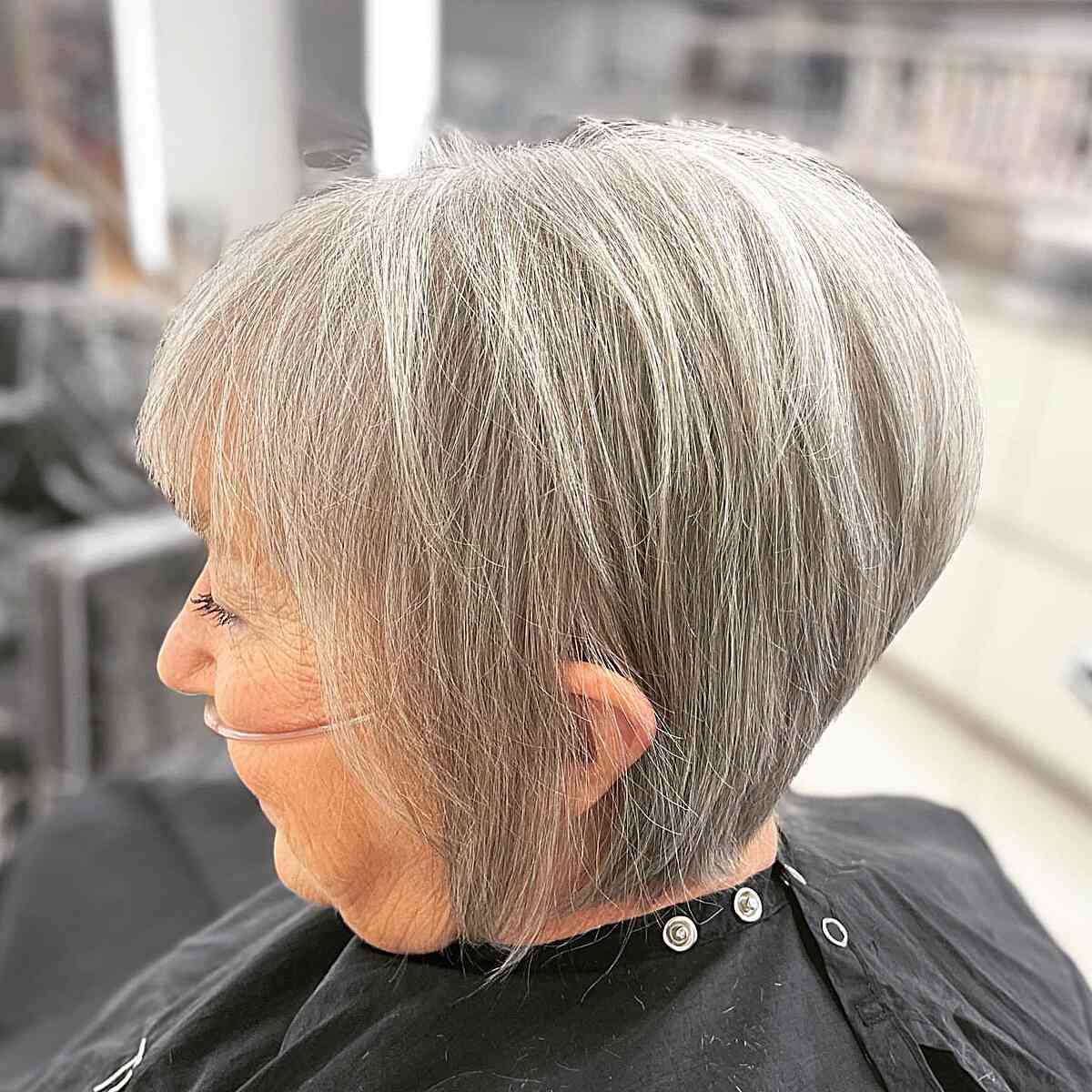 Short Soft Gray A-Line Wedge Pixie for Seniors