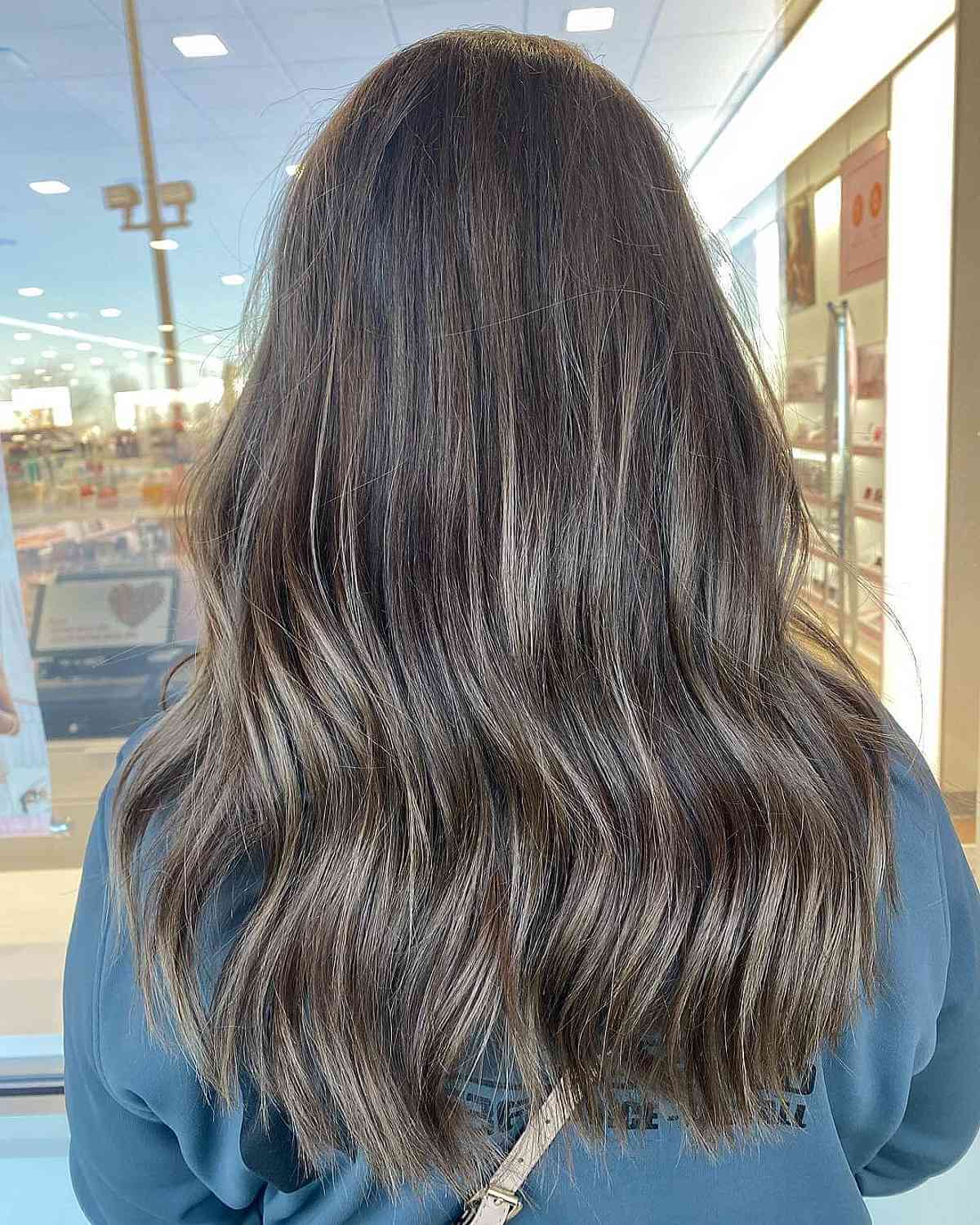 Soft Mushroom Blonde on Deep Brown Hair
