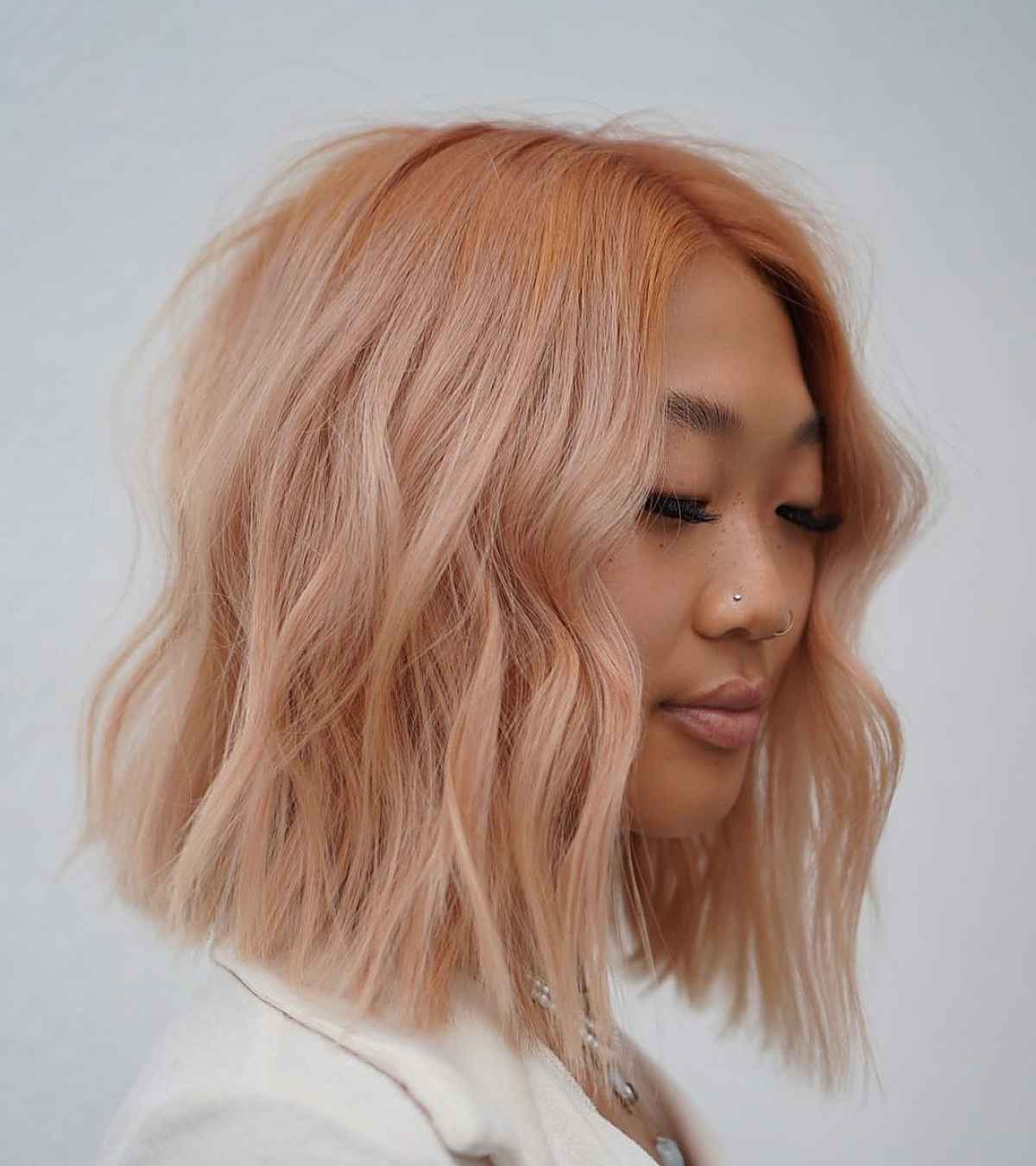 peachy pastel pink hair