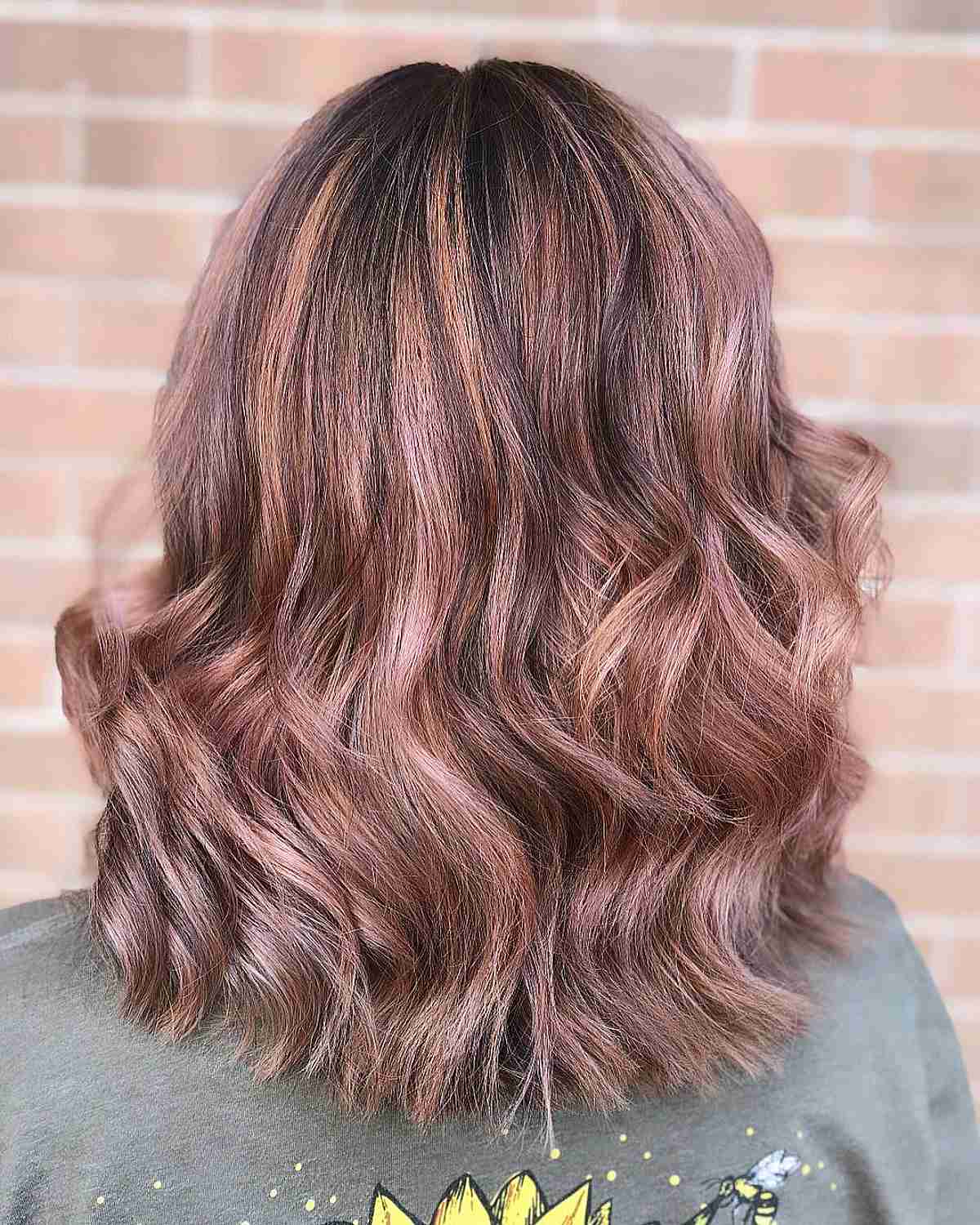 Soft Rose Gold Balayage on Mid-Length Hair