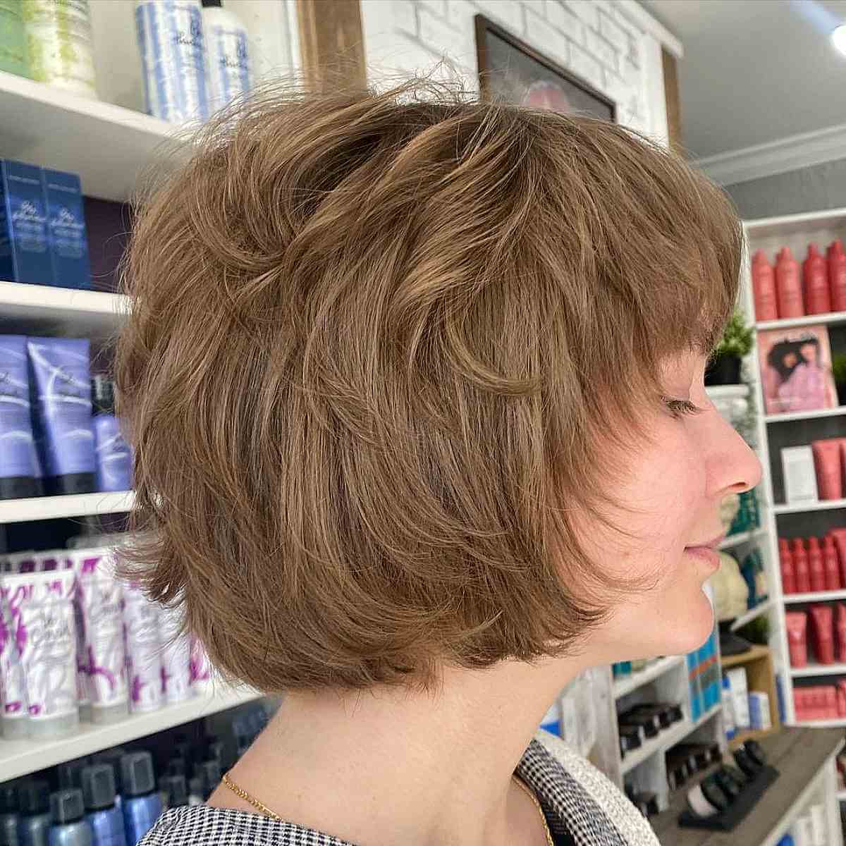 Soft Sandy Brown Hue on a Jaw-Length Shag