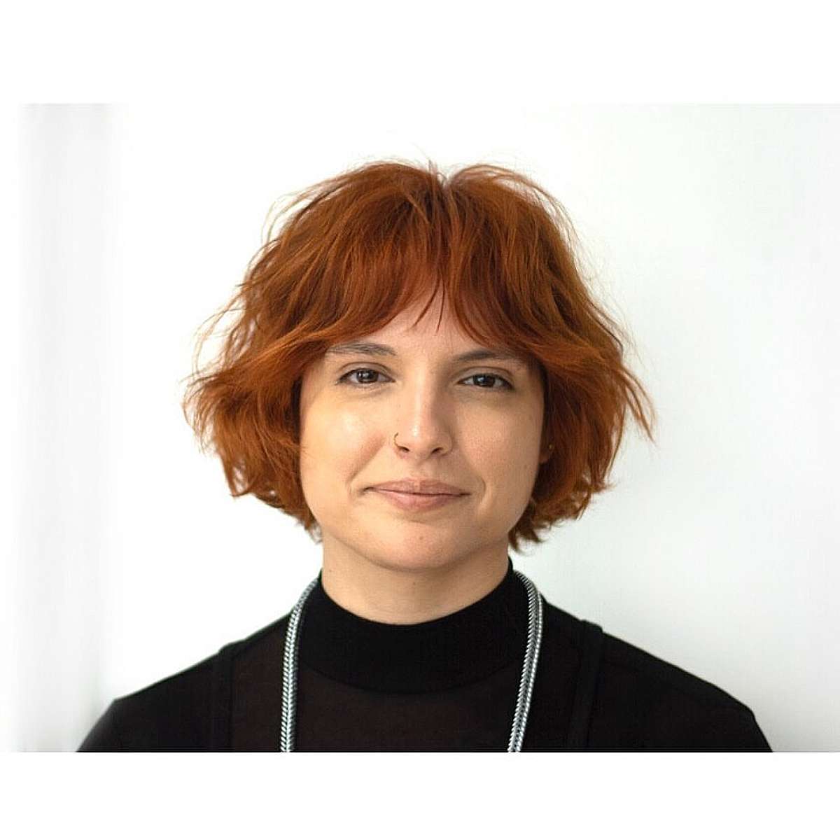 Soft Wavy Razor Cut French Bob with Fringe Bangs
