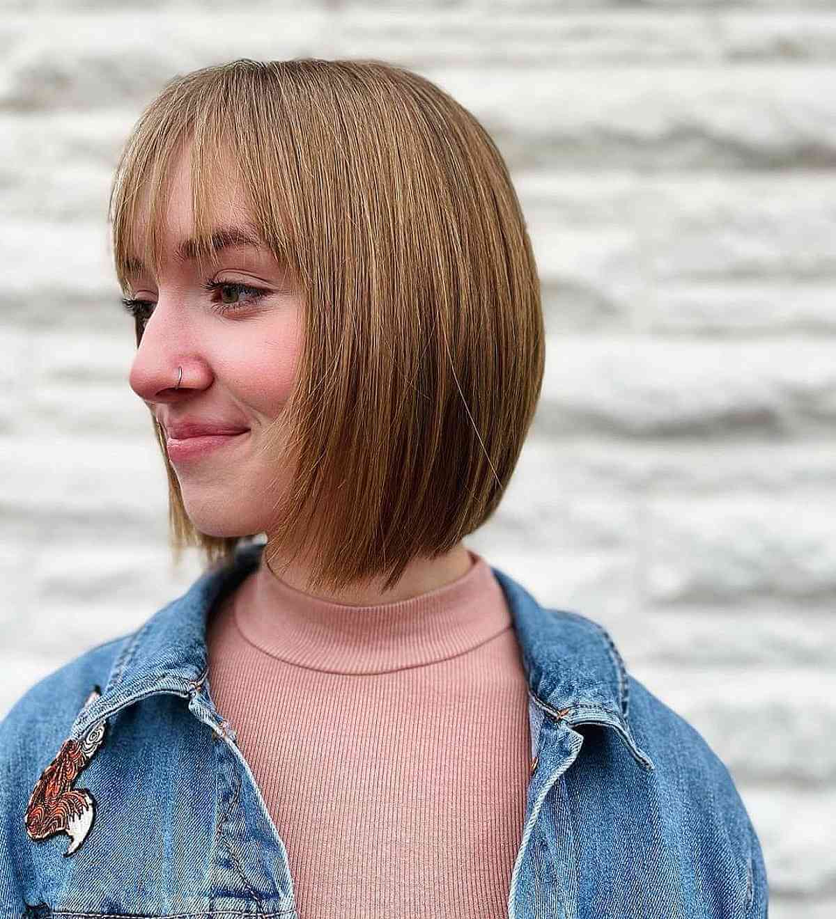 Softly Textured Bob Haircut with Subtle Bangs for Thinner Hair