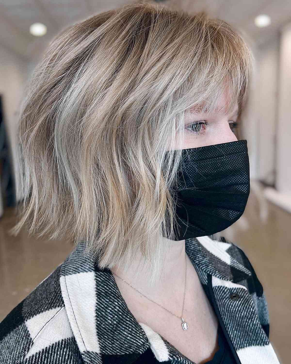 Chic Short Blunt Textured Bob with Bangs