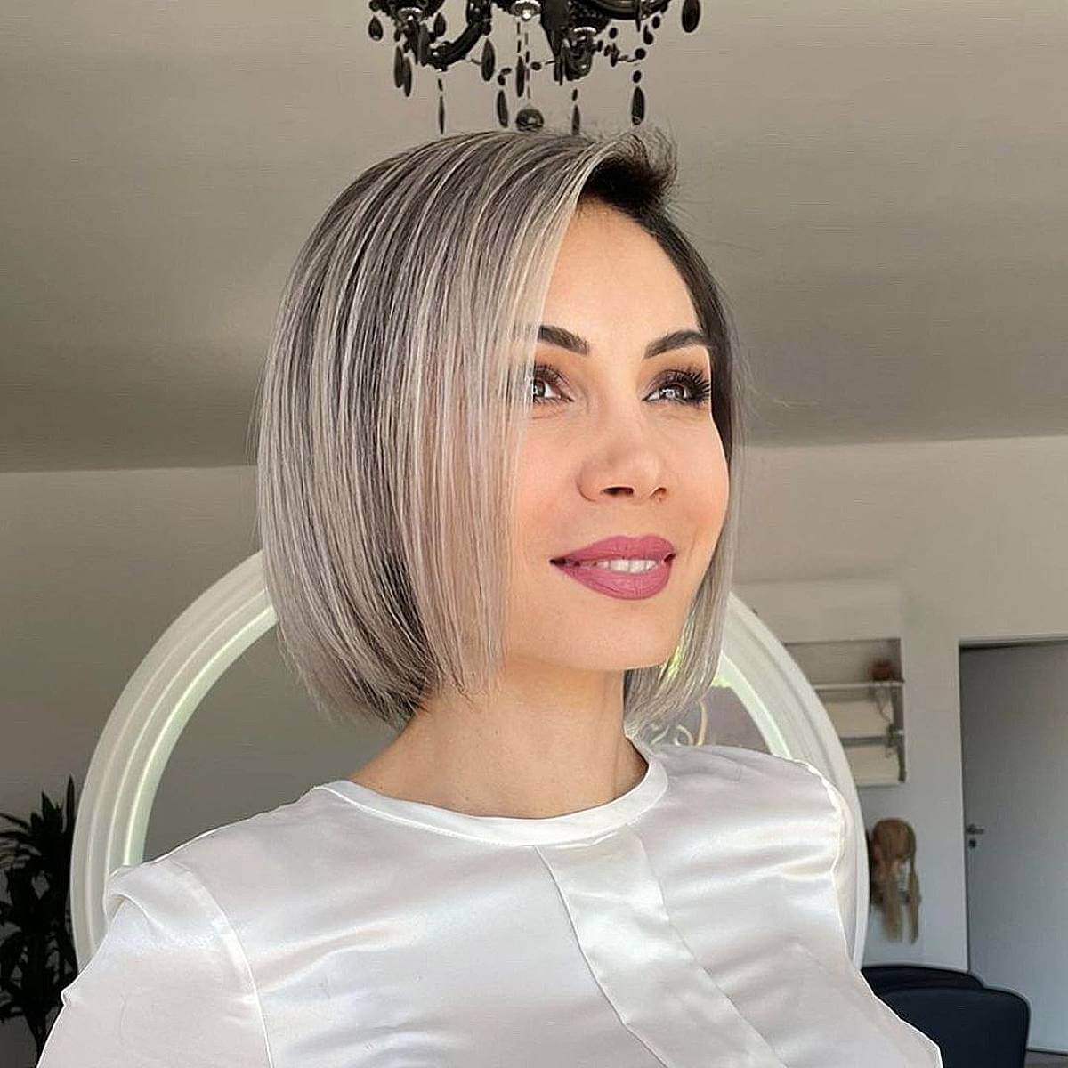 Sophisticated Medium Neck-Length Bob for Fine Hair