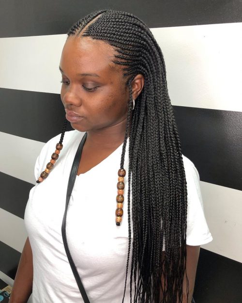 Sophisticated micro braids featuring a center part