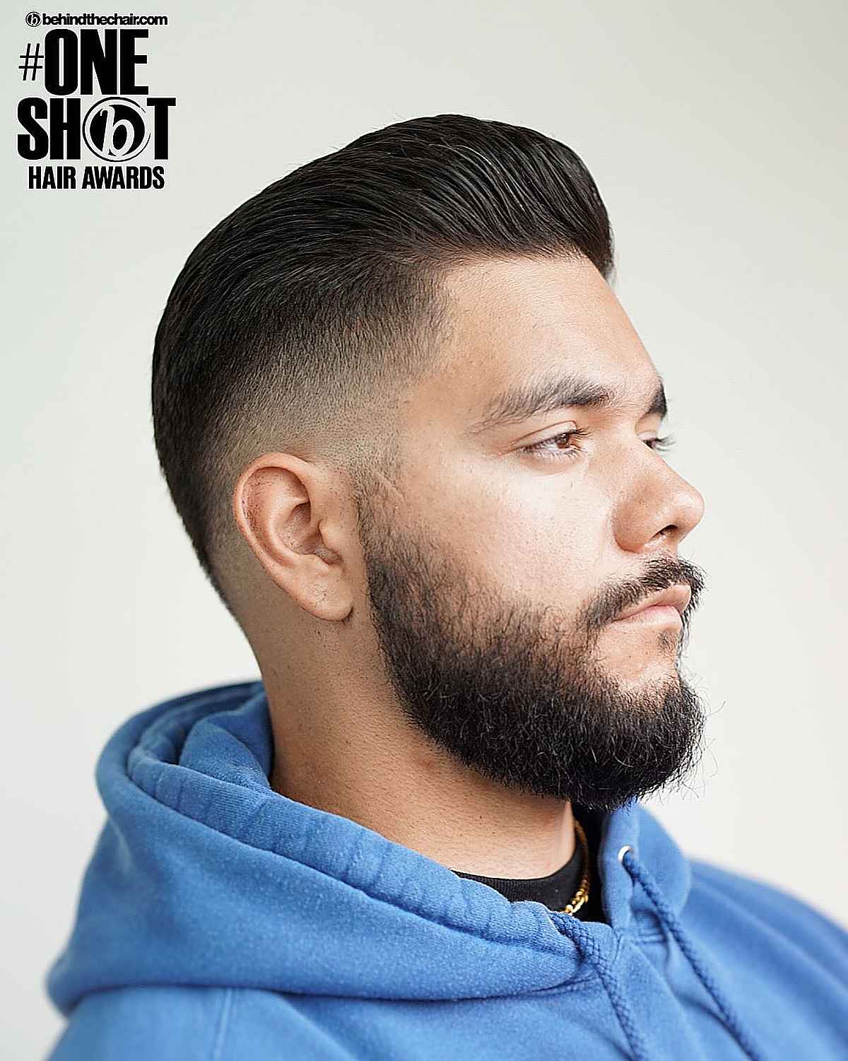 Striking contour pompadour for men