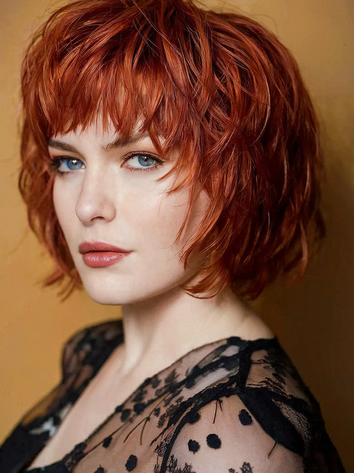 Short Striking Copper Shaggy Bob
