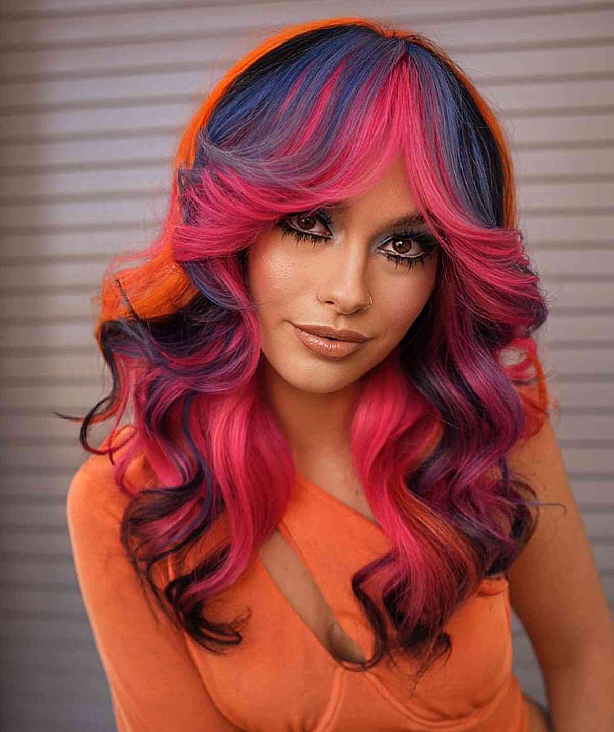 Stunning Color Combination featuring black and reddish pink hair hues