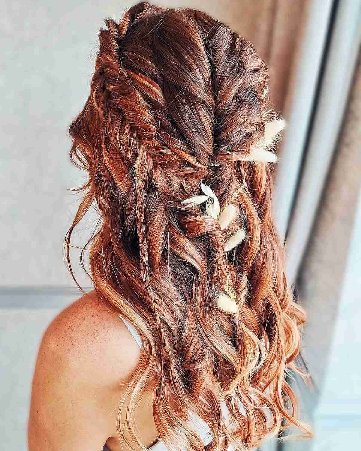 Stunning Copper Boho Hairstyle for a Bridesmaid
