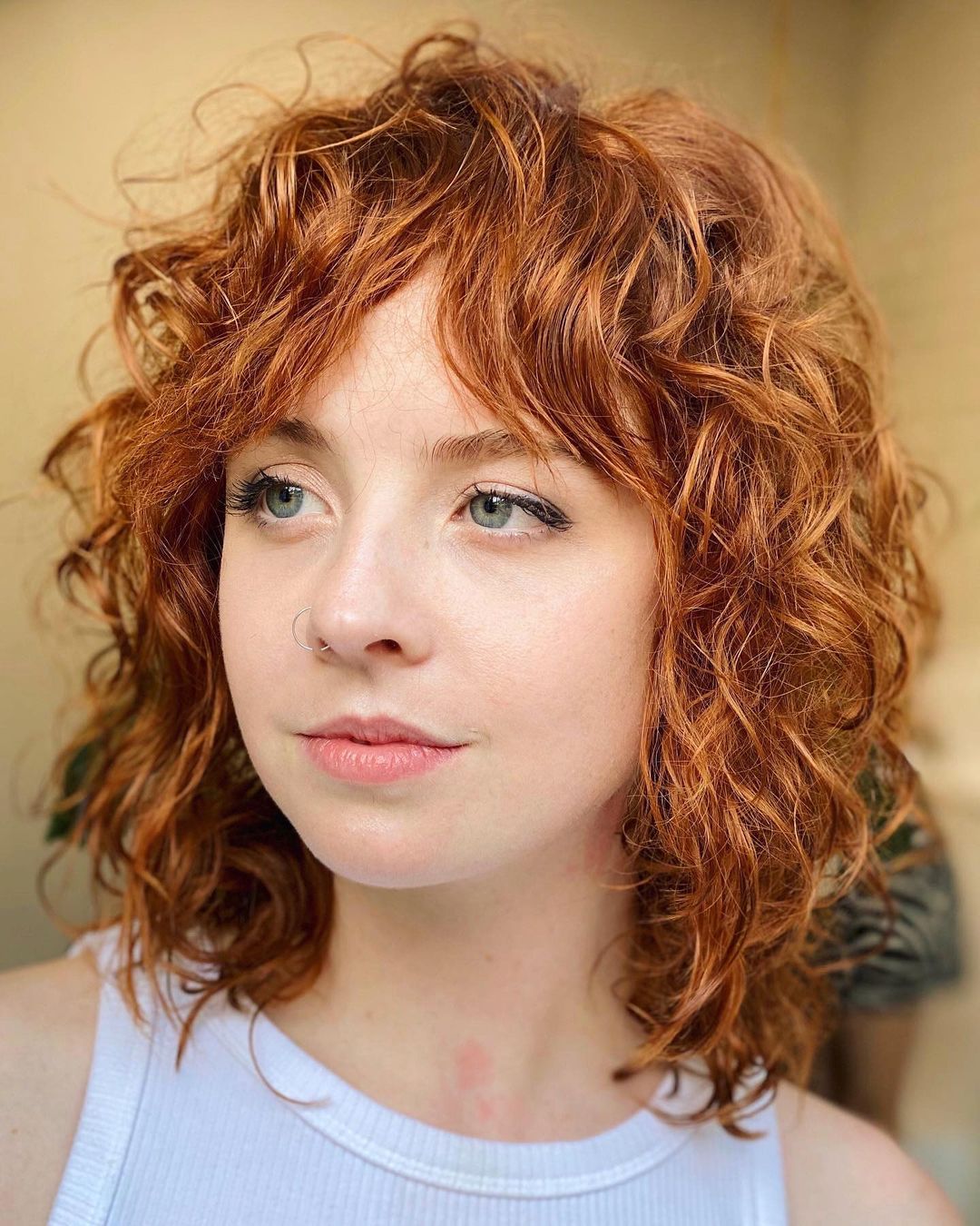 Stunning Curly Curtain Bangs