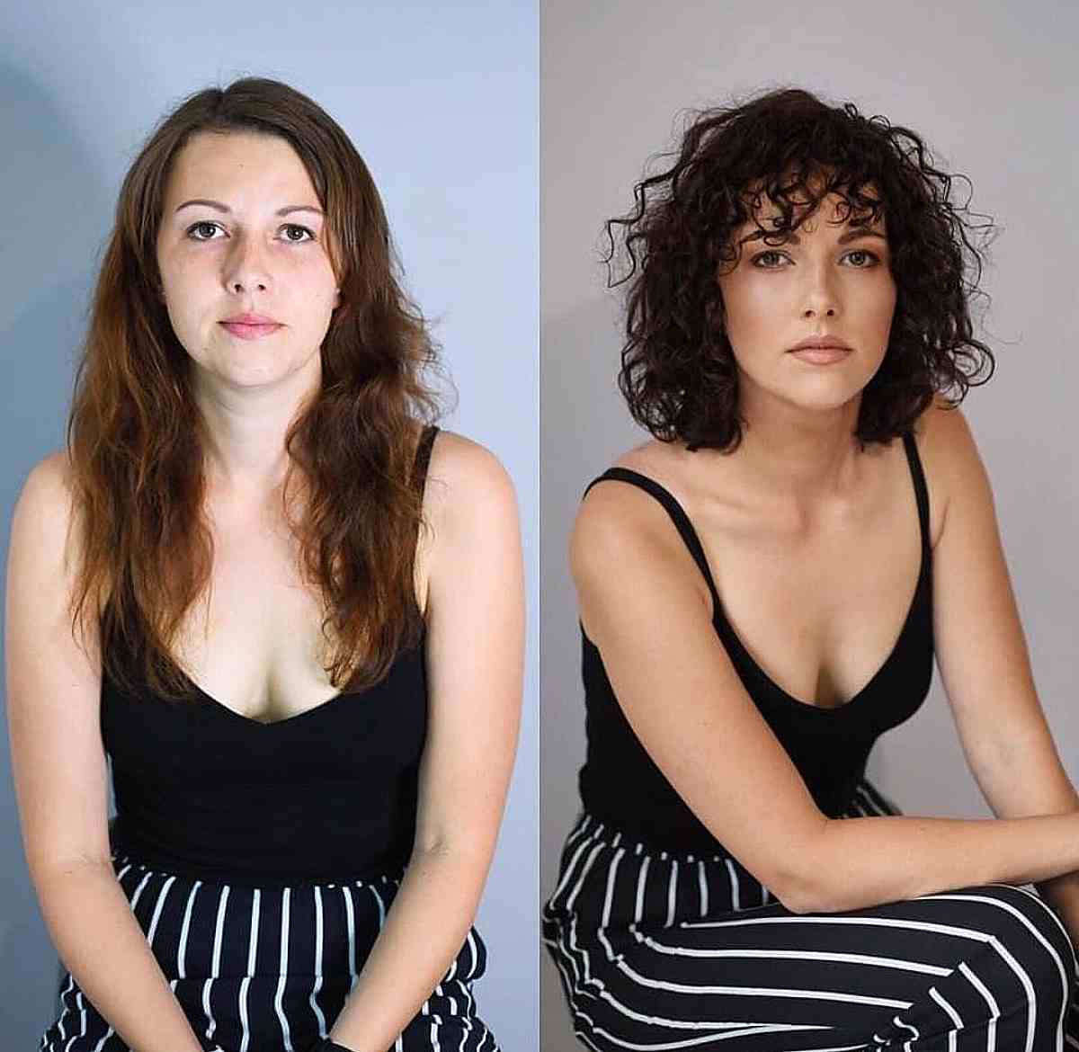 Stunning Curly Lob with Soft Bangs