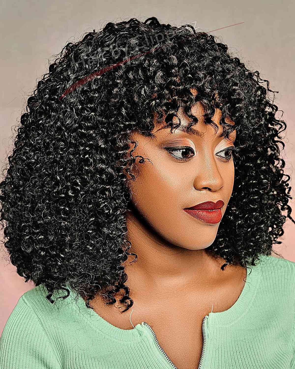 Stunning Curly Weave Look for Black Ladies with long face shapes