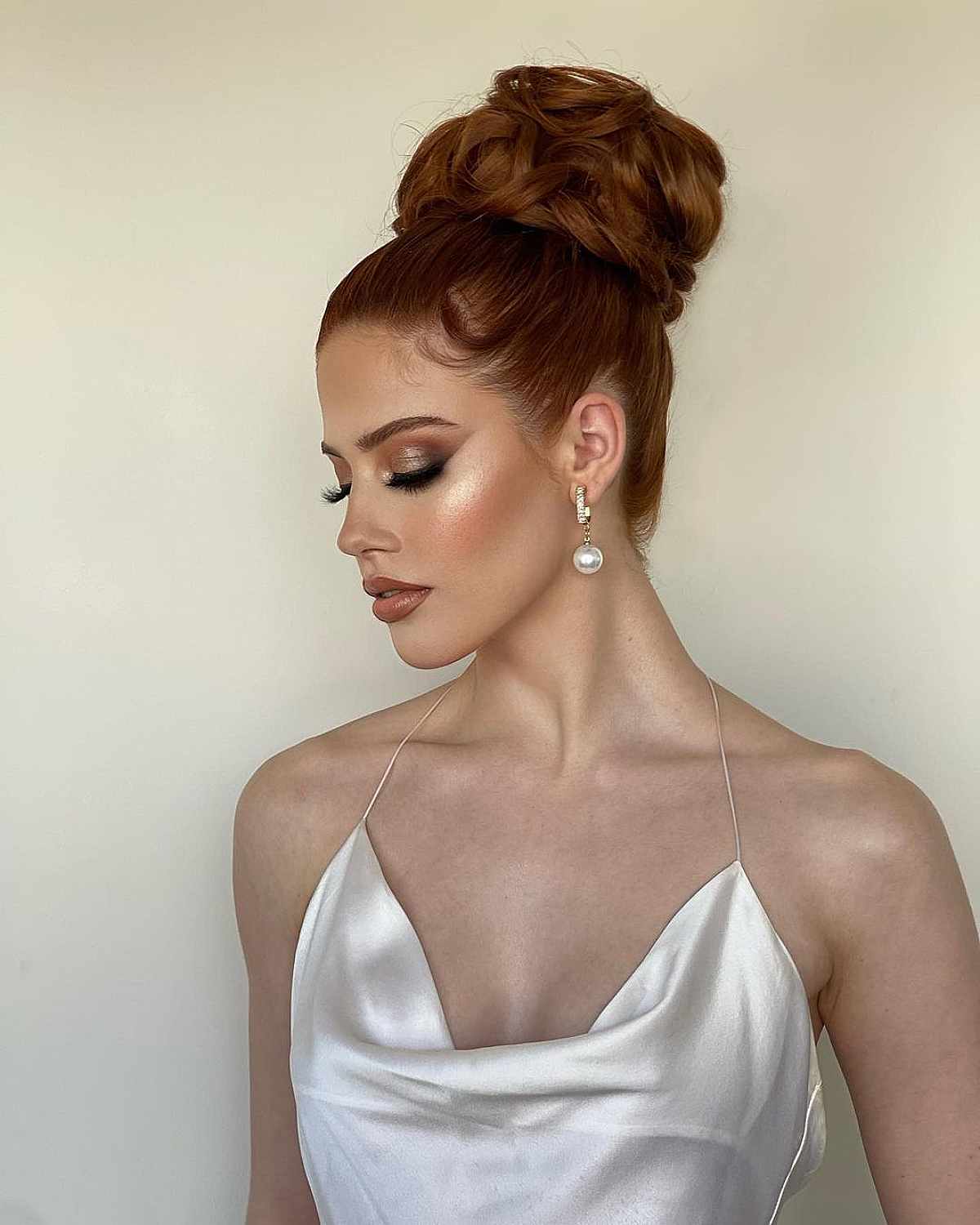 Stunning Long Dark Copper Updo for Prom