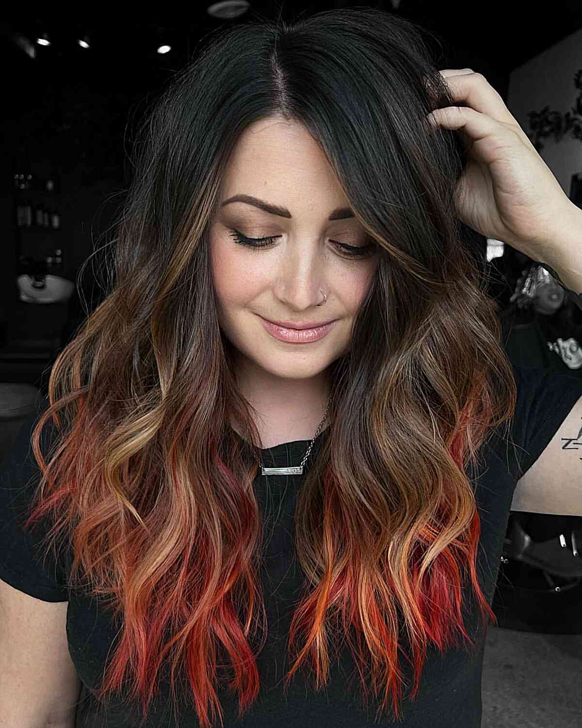 Different Stunning Dark to Reddish-Orange Ombre Hairstyle