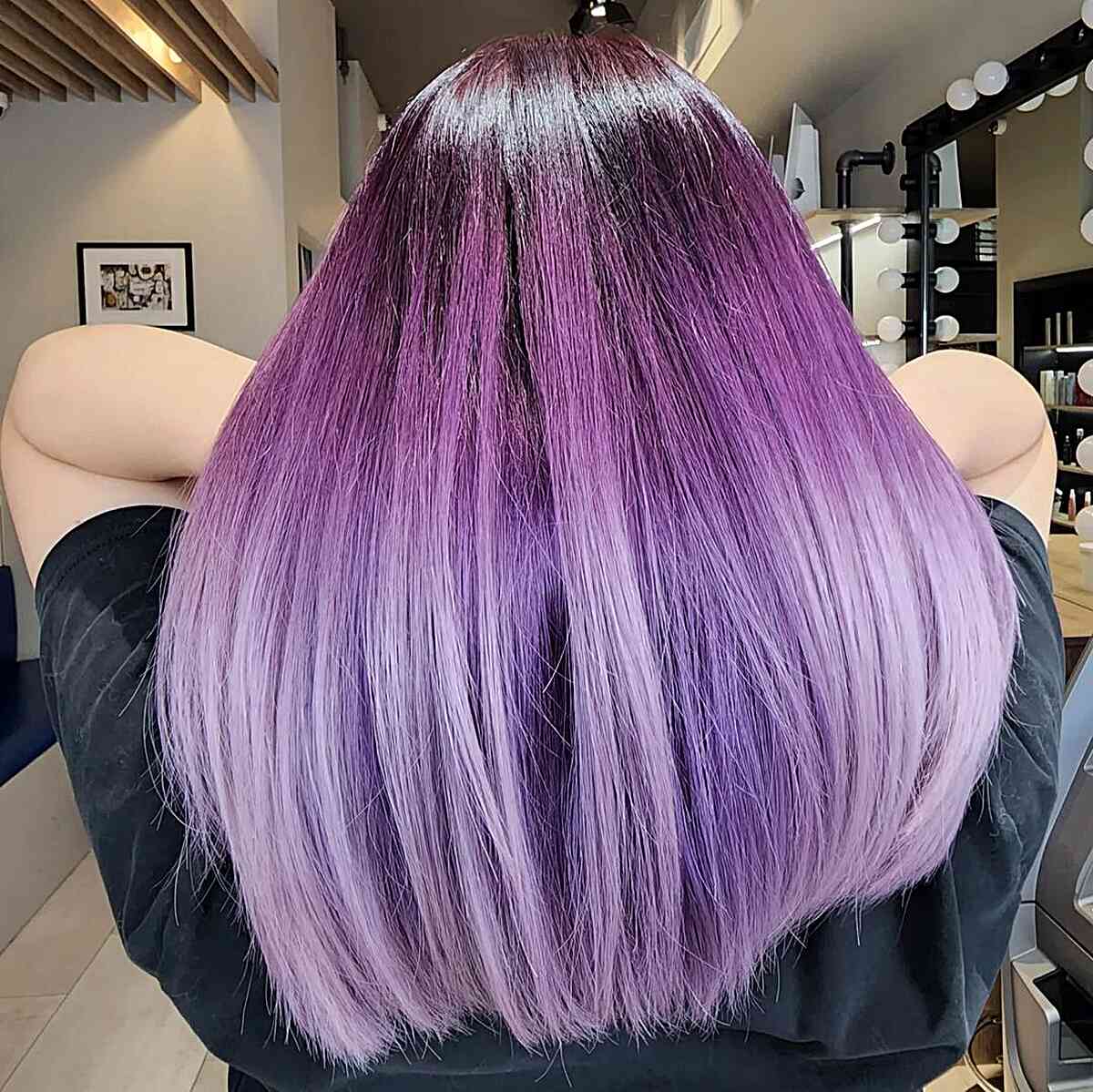Stunning Dark to Soft Purple Ombre Hair