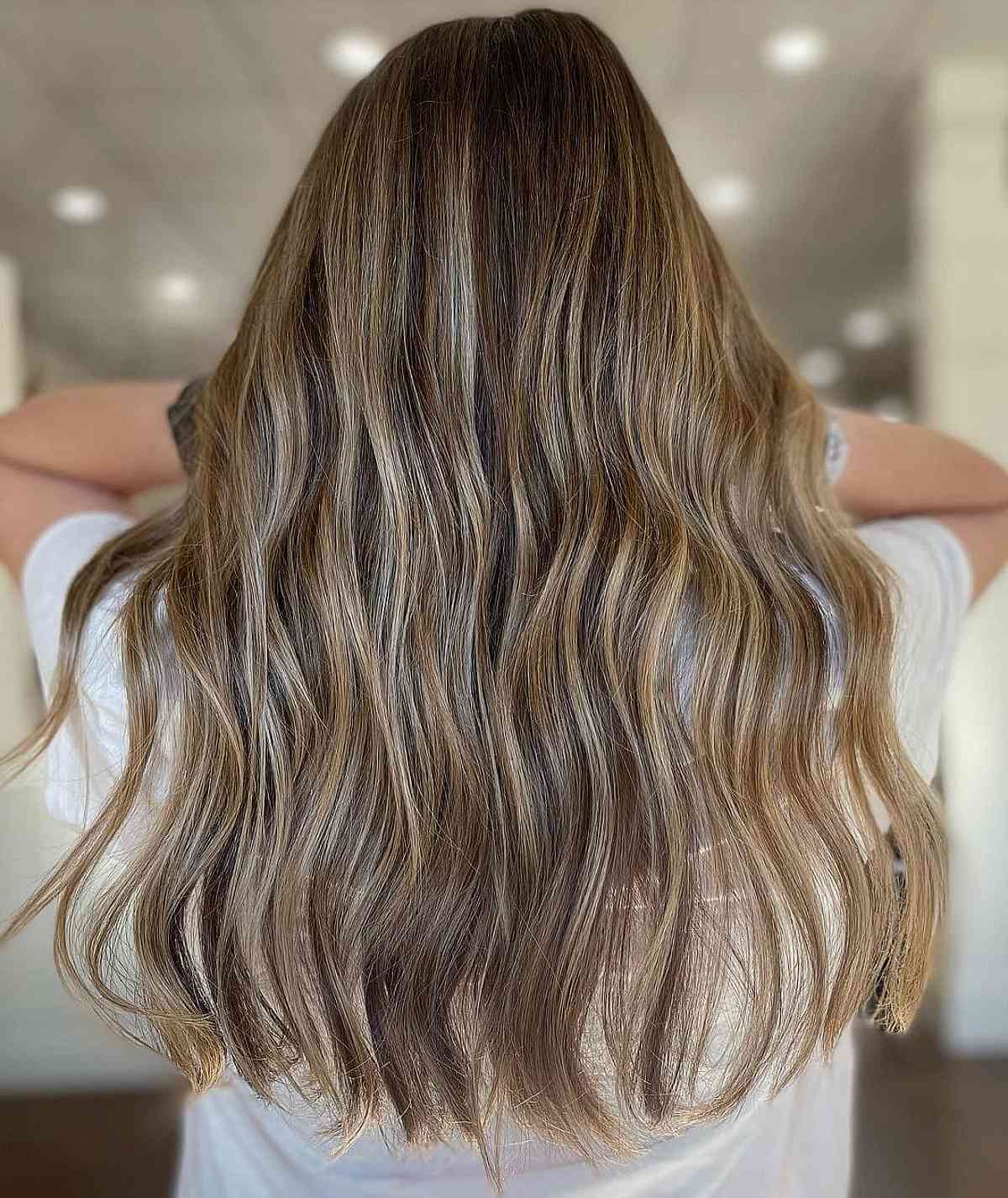 Stunning Light Brown Hair with Platinum Highlights and a Partial Balayage