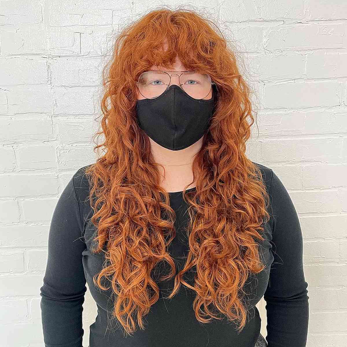 Stunning Long Curly Shag Featuring Curly Bangs